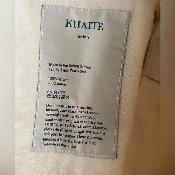 KHAITE Aiden Jean Womens Size 31 Ivory Rigid Pockets High Waist Cotton NWT - Picture 11 of 16